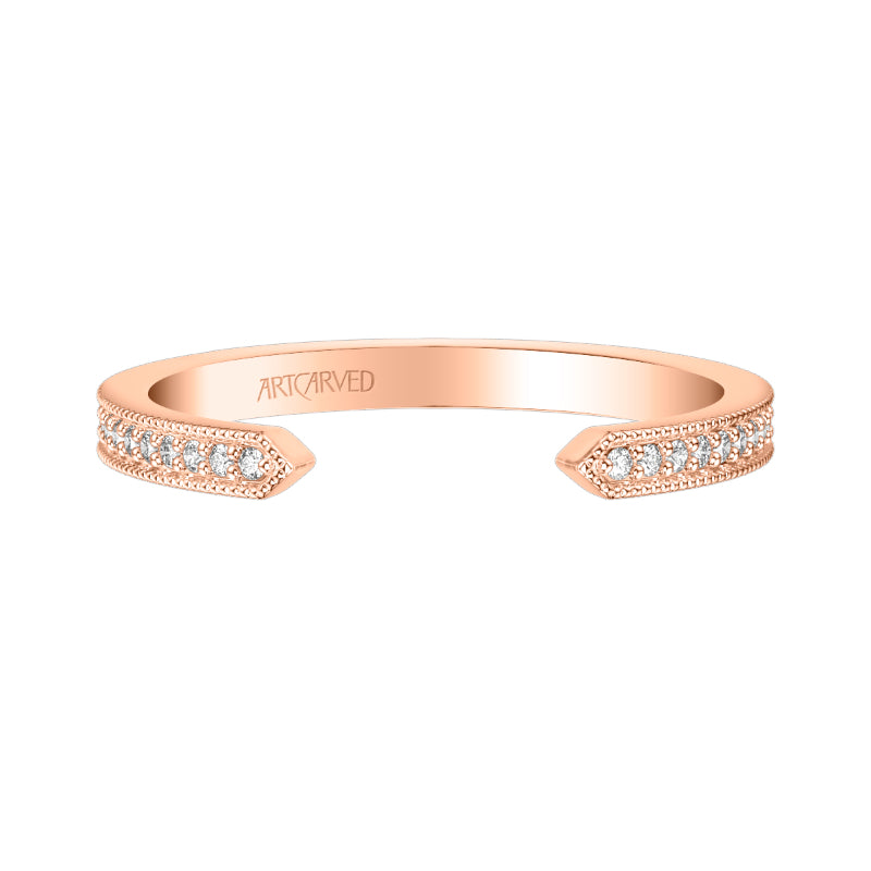 Artcarved Bridal Mounted with Side Stones Vintage Diamond Wedding Band Sophia 14K Rose Gold