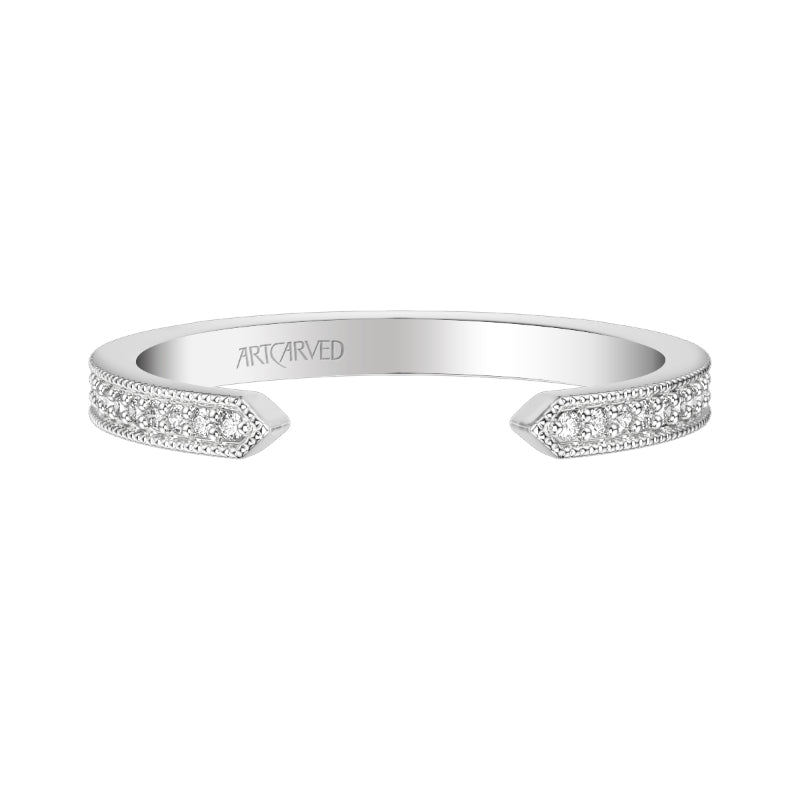 Artcarved Bridal Mounted with Side Stones Vintage Diamond Wedding Band Sophia 14K White Gold