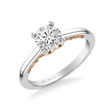 Artcarved Bridal Mounted with CZ Center Classic Lyric Engagement Ring Carly 14K White Gold Primary & 14K Rose Gold
