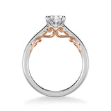 Artcarved Bridal Mounted with CZ Center Classic Lyric Engagement Ring Carly 14K White Gold Primary & 14K Rose Gold