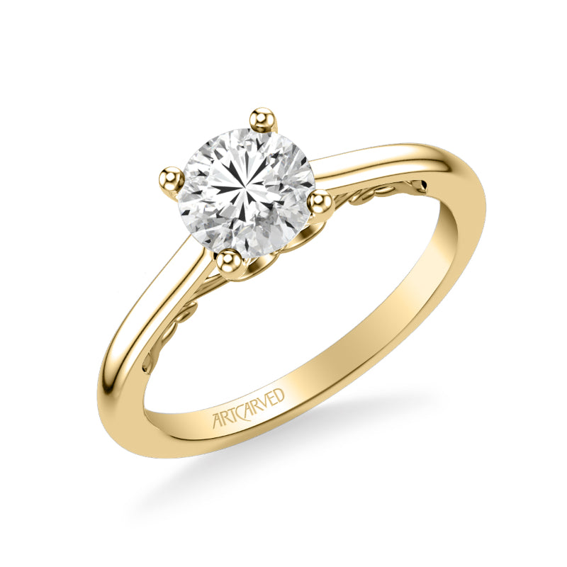 Artcarved Bridal Mounted with CZ Center Classic Lyric Engagement Ring Carly 14K Yellow Gold