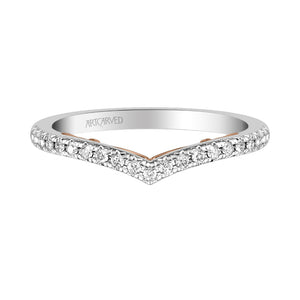 Artcarved Bridal Mounted with Side Stones Classic Lyric Diamond Wedding Band Carly 18K White Gold Primary & Rose Gold