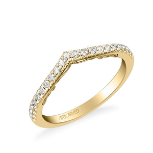 Artcarved Bridal Mounted with Side Stones Classic Lyric Diamond Wedding Band Carly 14K Yellow Gold