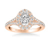 Artcarved Bridal Mounted with CZ Center Classic Lyric Halo Engagement Ring Augusta 14K Rose Gold