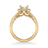 Artcarved Bridal Mounted with CZ Center Classic Lyric Halo Engagement Ring Augusta 14K Yellow Gold