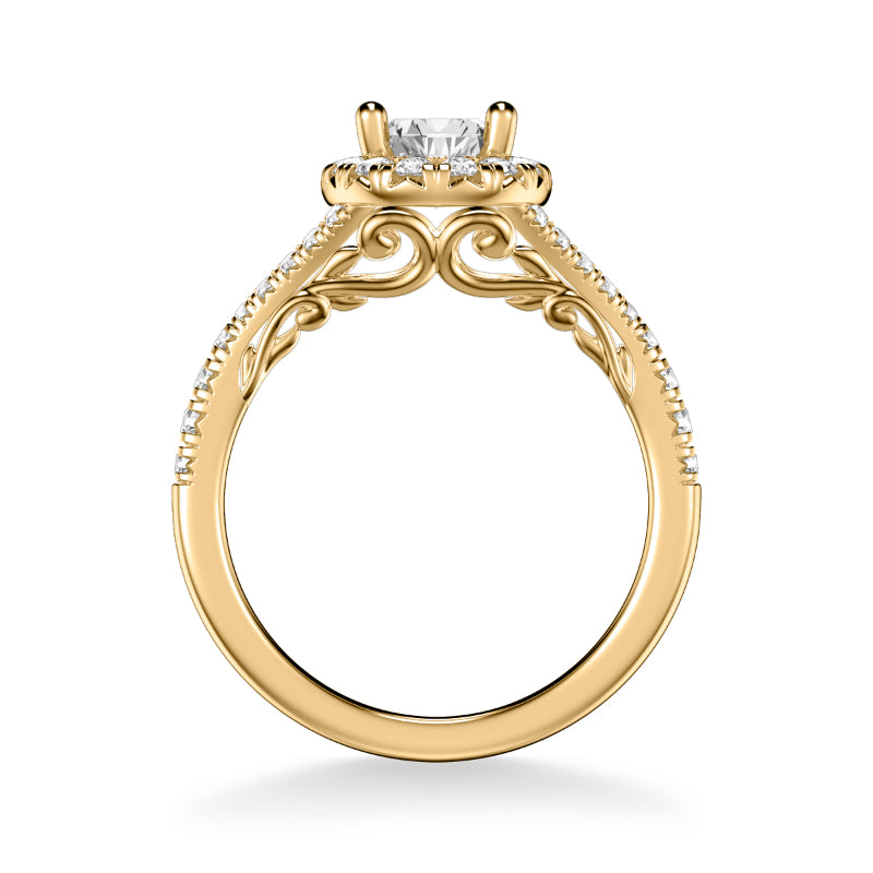 Artcarved Bridal Mounted with CZ Center Classic Lyric Halo Engagement Ring Augusta 14K Yellow Gold