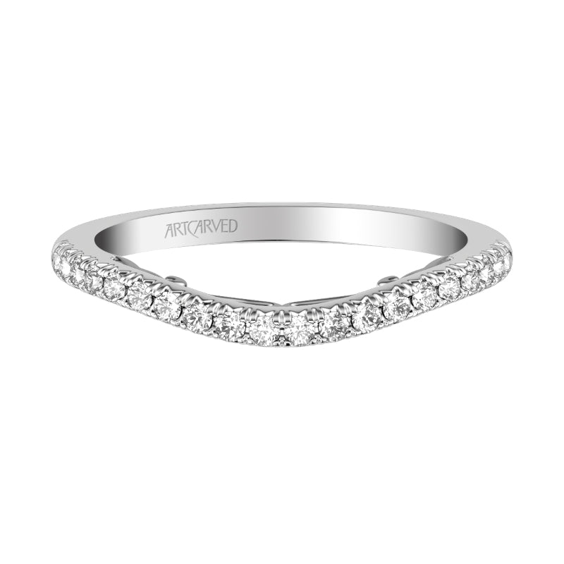 Artcarved Bridal Mounted with Side Stones Classic Lyric Diamond Wedding Band Augusta 14K White Gold