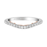 Artcarved Bridal Mounted with Side Stones Classic Lyric Diamond Wedding Band Augusta 18K White Gold Primary & Rose Gold