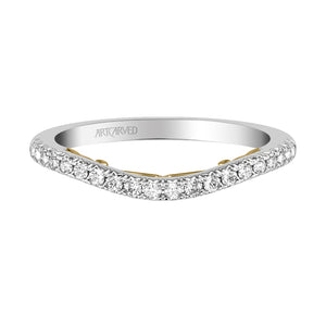 Artcarved Bridal Mounted with Side Stones Classic Lyric Diamond Wedding Band Augusta 18K White Gold Primary & 18K Yellow Gold