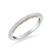Artcarved Bridal Mounted with Side Stones Classic Lyric Diamond Wedding Band Demi 14K White Gold Primary & 14K Rose Gold