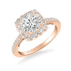 Artcarved Bridal Semi-Mounted with Side Stones Classic Lyric Halo Engagement Ring Loni 18K Rose Gold