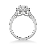 Artcarved Bridal Semi-Mounted with Side Stones Classic Lyric Halo Engagement Ring Loni 14K White Gold