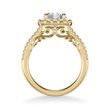 Artcarved Bridal Semi-Mounted with Side Stones Classic Lyric Halo Engagement Ring Loni 14K Yellow Gold