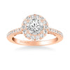 Artcarved Bridal Mounted with CZ Center Classic Lyric Halo Engagement Ring Hazel 14K Rose Gold