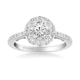 Artcarved Bridal Mounted with CZ Center Classic Lyric Halo Engagement Ring Hazel 14K White Gold