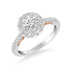 Artcarved Bridal Mounted with CZ Center Classic Lyric Halo Engagement Ring Hazel 14K White Gold Primary & 14K Rose Gold