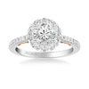 Artcarved Bridal Mounted with CZ Center Classic Lyric Halo Engagement Ring Hazel 18K White Gold Primary & Rose Gold