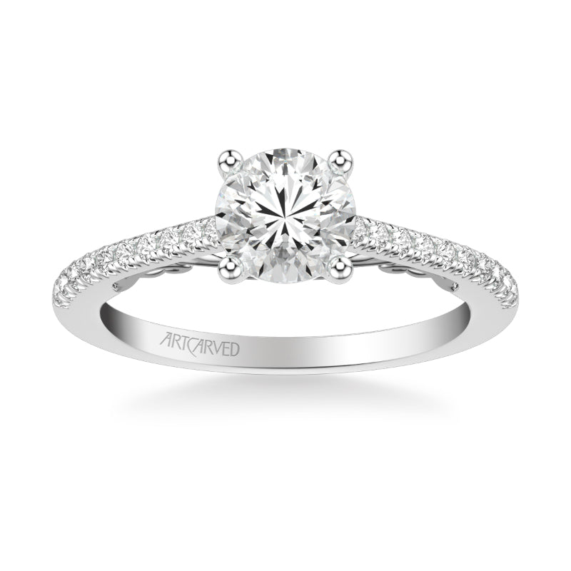 Artcarved Bridal Semi-Mounted with Side Stones Classic Lyric Engagement Ring Tracy 14K White Gold