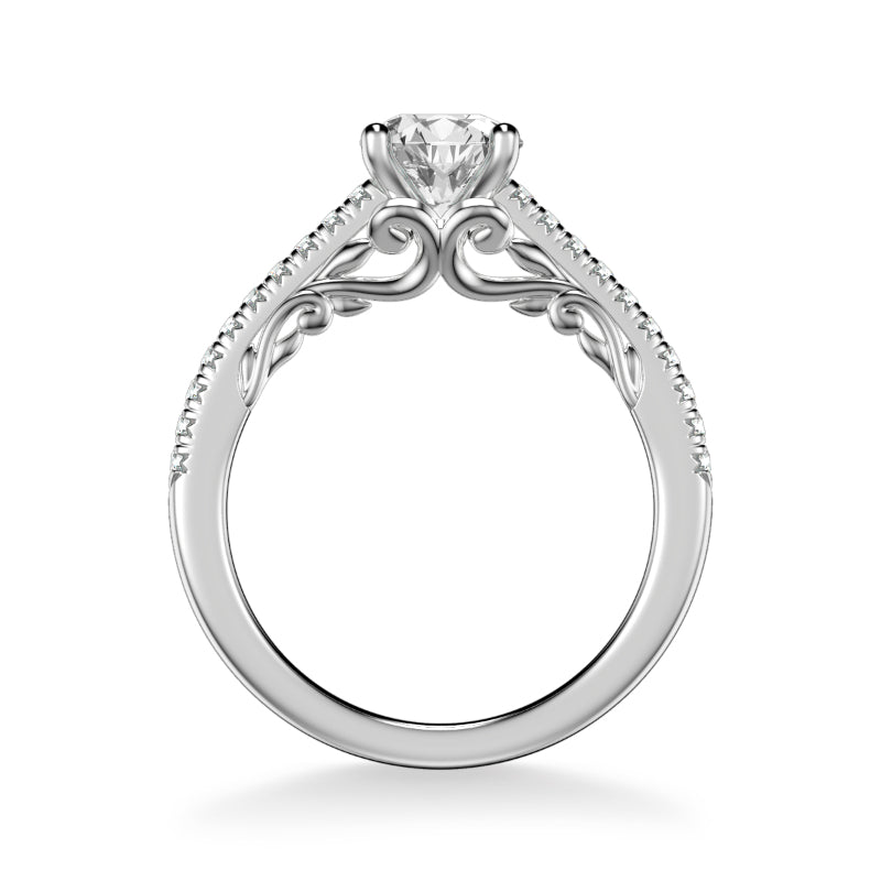 Artcarved Bridal Semi-Mounted with Side Stones Classic Lyric Engagement Ring Tracy 14K White Gold