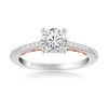 Artcarved Bridal Semi-Mounted with Side Stones Classic Lyric Engagement Ring Tracy 14K White Gold Primary & 14K Rose Gold