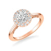 Artcarved Bridal Semi-Mounted with Side Stones Classic Lyric Halo Engagement Ring Cleo 14K Rose Gold