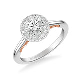 Artcarved Bridal Mounted with CZ Center Classic Lyric Halo Engagement Ring Cleo 14K White Gold Primary & 14K Rose Gold