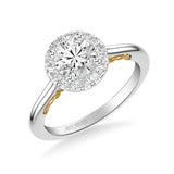 Artcarved Bridal Mounted with CZ Center Classic Lyric Halo Engagement Ring Cleo 14K White Gold Primary & 14K Yellow Gold