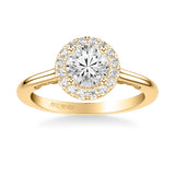 Artcarved Bridal Semi-Mounted with Side Stones Classic Lyric Halo Engagement Ring Cleo 14K Yellow Gold