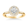 Artcarved Bridal Semi-Mounted with Side Stones Classic Lyric Halo Engagement Ring Cleo 18K Yellow Gold