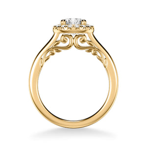 Artcarved Bridal Semi-Mounted with Side Stones Classic Lyric Halo Engagement Ring Cleo 14K Yellow Gold
