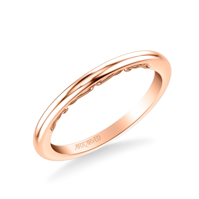 Artcarved Bridal Band No Stones Classic Lyric Diamond Wedding Band Cleo 14K Rose Gold