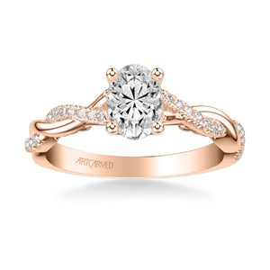 Artcarved Bridal Mounted with CZ Center Contemporary Lyric Engagement Ring Tilda 18K Rose Gold