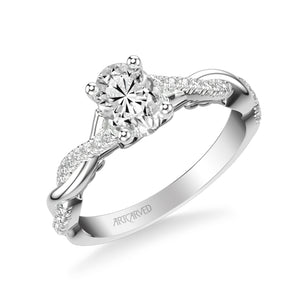 Artcarved Bridal Semi-Mounted with Side Stones Contemporary Lyric Engagement Ring Tilda 18K White Gold