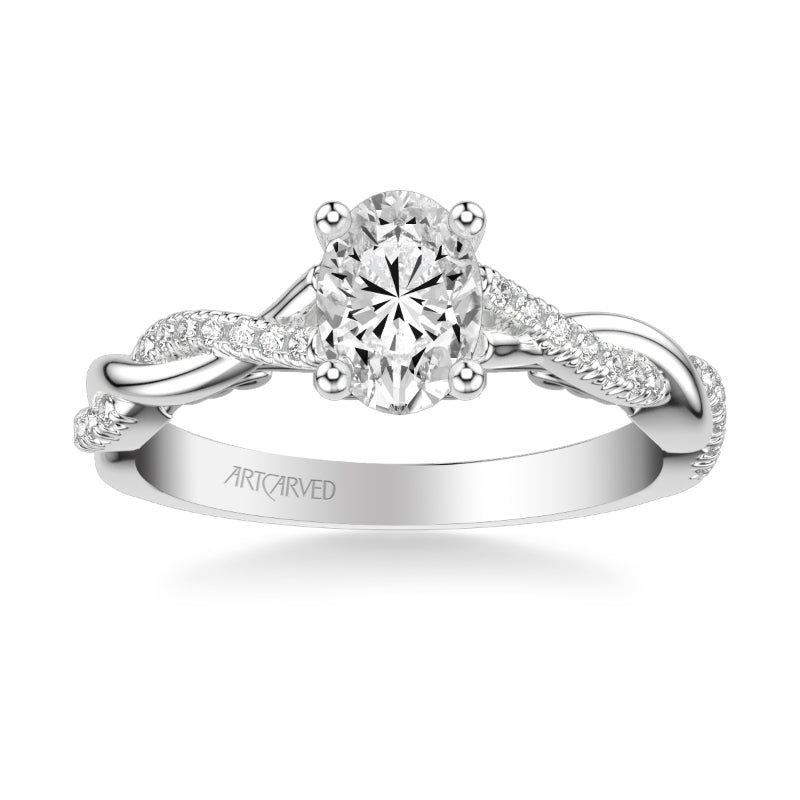 Artcarved Bridal Mounted with CZ Center Contemporary Lyric Engagement Ring Tilda 14K White Gold