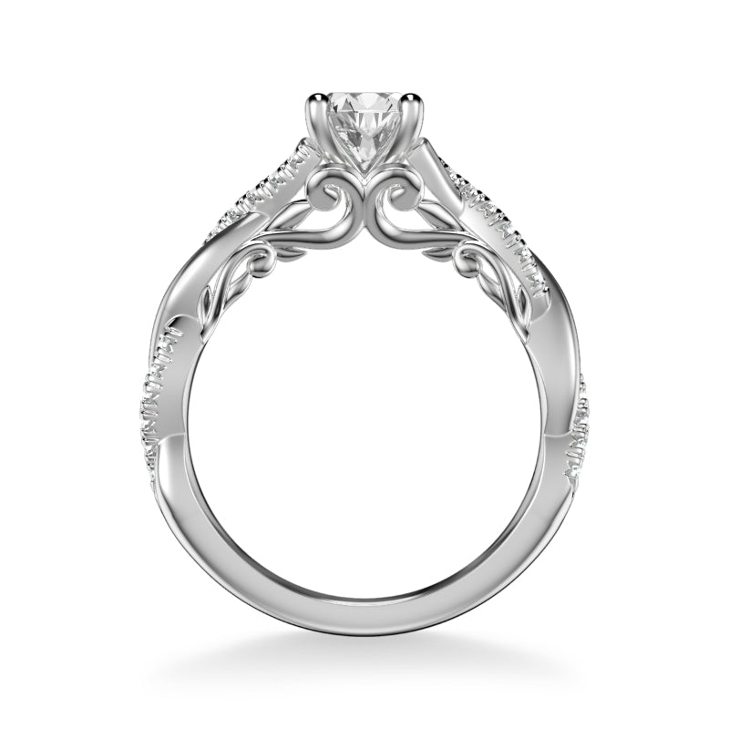 Artcarved Bridal Mounted with CZ Center Contemporary Lyric Engagement Ring Tilda 14K White Gold