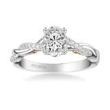 Artcarved Bridal Semi-Mounted with Side Stones Contemporary Lyric Engagement Ring Tilda 14K White Gold Primary & 14K Rose Gold