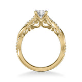 Artcarved Bridal Semi-Mounted with Side Stones Contemporary Lyric Engagement Ring Tilda 18K Yellow Gold