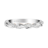 Artcarved Bridal Mounted with Side Stones Contemporary Lyric Diamond Wedding Band Tilda 14K White Gold Primary & 14K Rose Gold