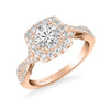 Artcarved Bridal Mounted with CZ Center Contemporary Lyric Halo Engagement Ring Shelby 14K Rose Gold