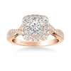 Artcarved Bridal Semi-Mounted with Side Stones Contemporary Lyric Halo Engagement Ring Shelby 18K Rose Gold