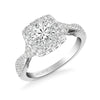 Artcarved Bridal Mounted with CZ Center Contemporary Lyric Halo Engagement Ring Shelby 14K White Gold