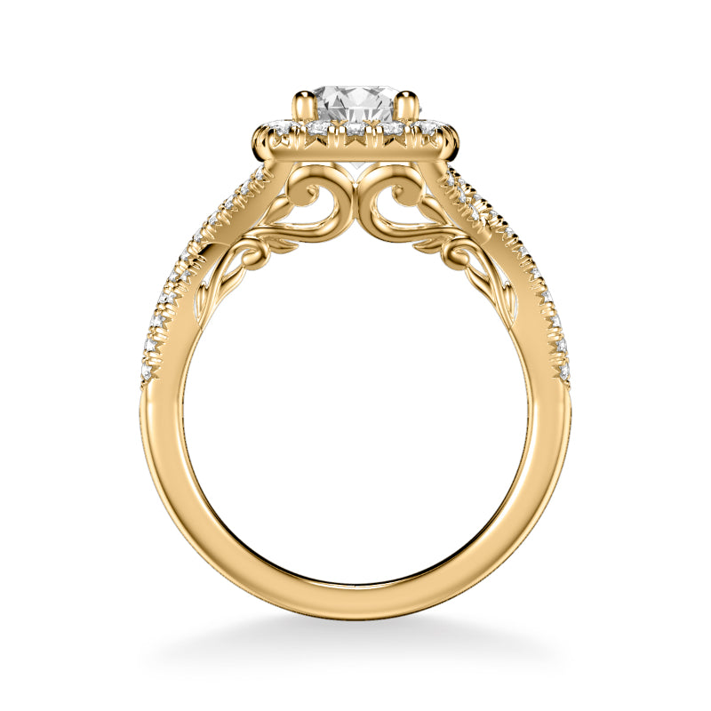 Artcarved Bridal Mounted with CZ Center Contemporary Lyric Halo Engagement Ring Shelby 14K Yellow Gold