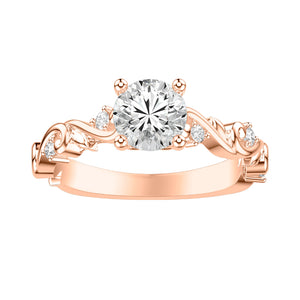 Artcarved Bridal Mounted with CZ Center Contemporary Lyric Engagement Ring 14K Rose Gold