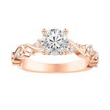 Artcarved Bridal Semi-Mounted with Side Stones Contemporary Lyric Engagement Ring 14K Rose Gold