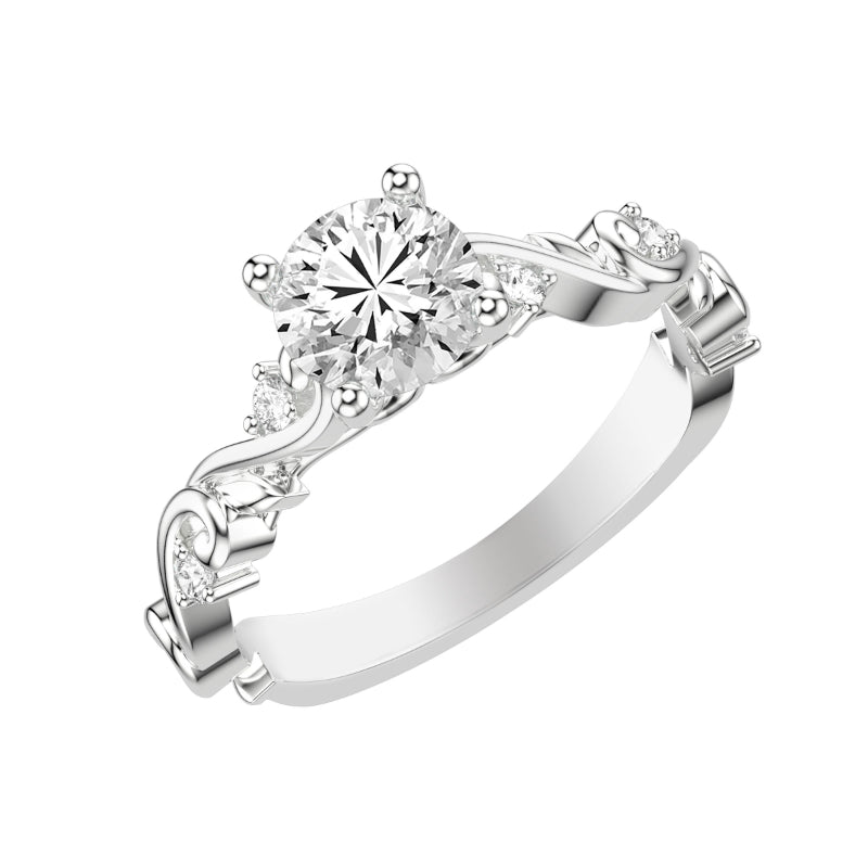 Artcarved Bridal Semi-Mounted with Side Stones Contemporary Lyric Engagement Ring 14K White Gold