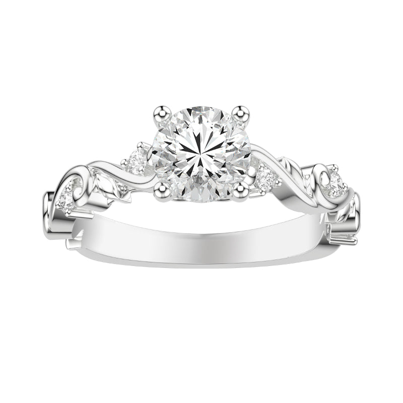 Artcarved Bridal Mounted with CZ Center Contemporary Lyric Engagement Ring 14K White Gold