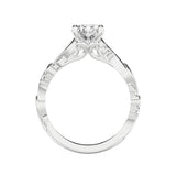 Artcarved Bridal Semi-Mounted with Side Stones Contemporary Lyric Engagement Ring 14K White Gold