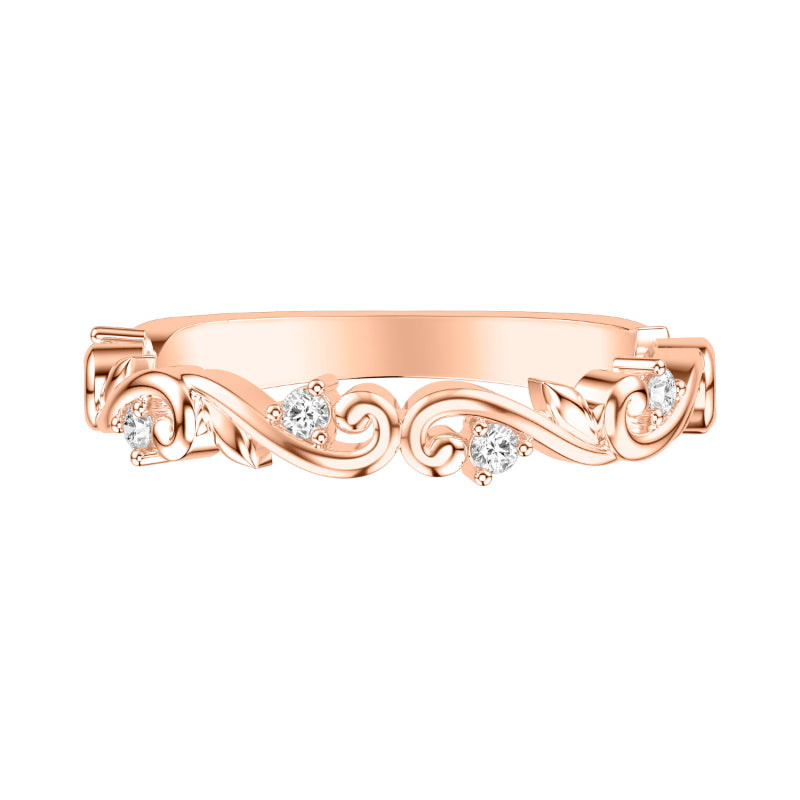 Artcarved Bridal Mounted with Side Stones Contemporary Lyric Wedding Band 14K Rose Gold