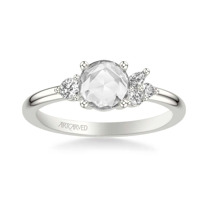 Artcarved Bridal Mounted Mined Live Center Contemporary Diamond Engagement Ring 14K White Gold