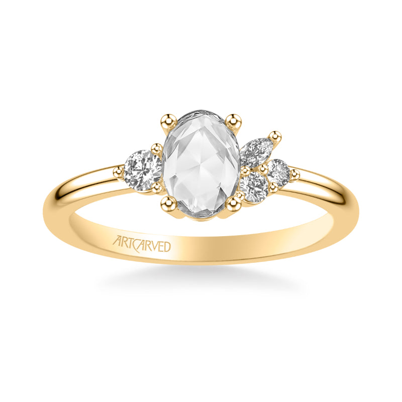 Artcarved Bridal Mounted Mined Live Center Contemporary Diamond Engagement Ring 14K Yellow Gold